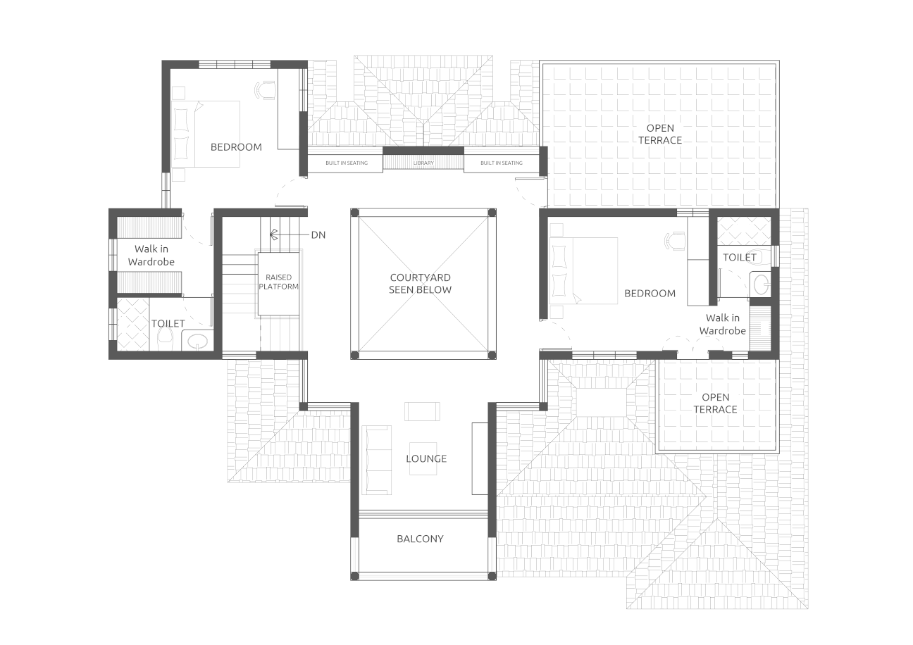 First Floor Plan of Central Courtyard House